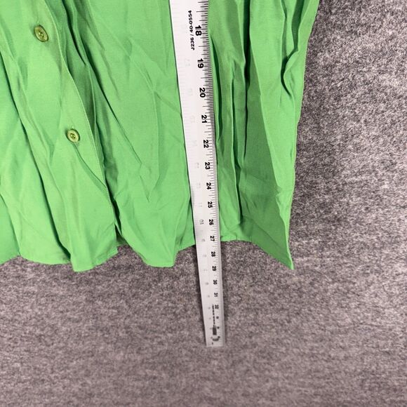 Karen Scott Shirt Women L Large Green Button Up Collared Short Sleeve Pockets - Picture 5 of 6